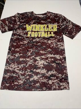 Wink Maroon Digital Camo Short Sleeve Tee with Yellow Lettering